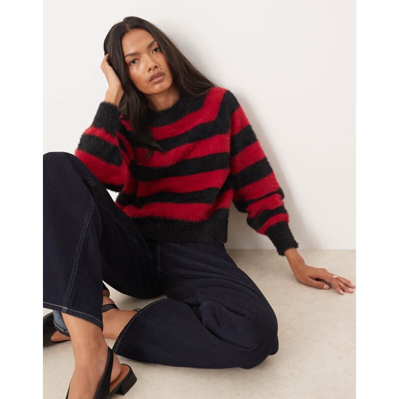 Glamorous oversized baggy fit knit jumper in red and black