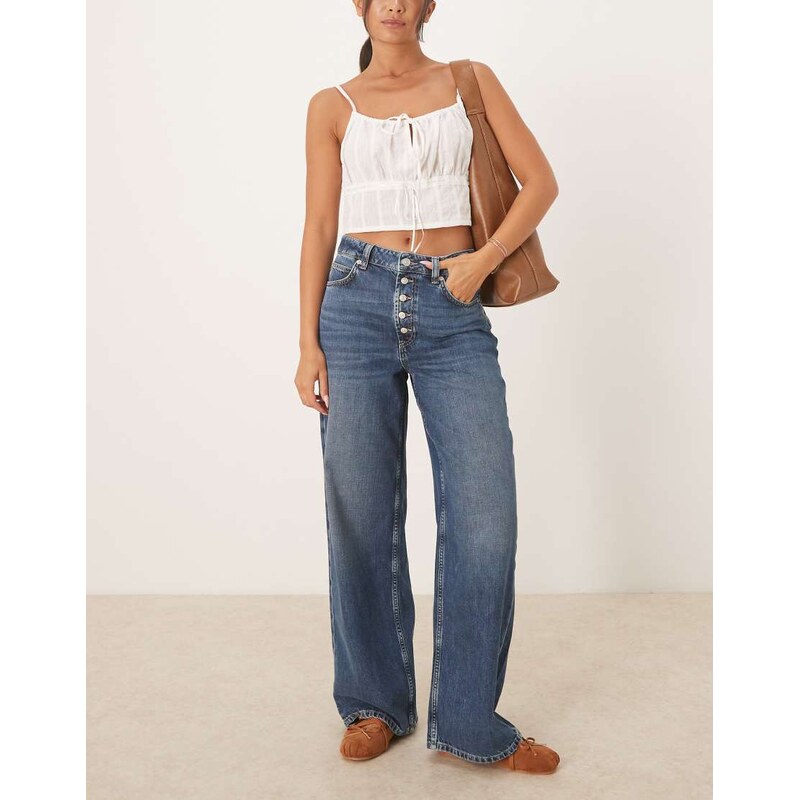 Free People nia slouchy boyfriend jeans in mid wash blue