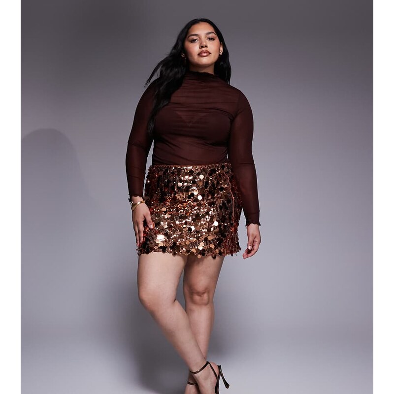 Renee Studio disc sequin mini skirt in gold 115514630