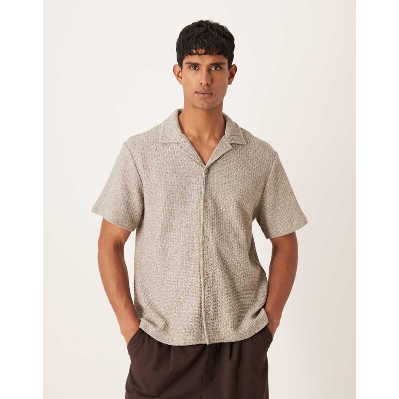 Calvin Klein Jeans short sleeve relaxed textured shirt in beige