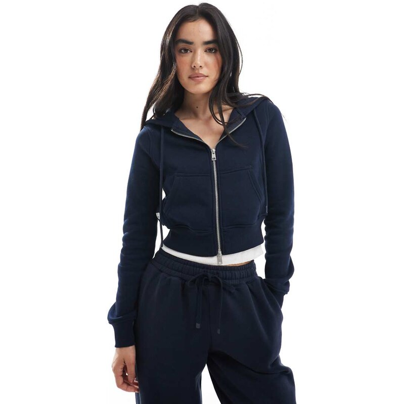 Cotton On cropped zip through hoodie in total eclipse co-ord-Navy 109837604