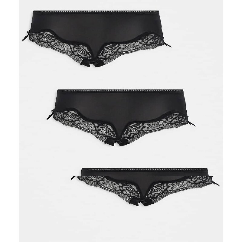 Cotton On 3 pack sabrina lace boyleg brief in black 109837634