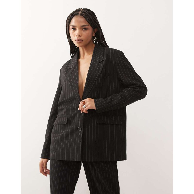 Noisy May oversize blazer co-ord in black pinstripe 109837685