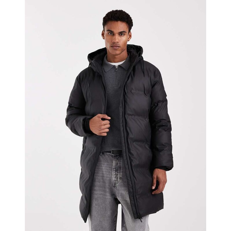 ONLY & SONS longline puffer jacket in black