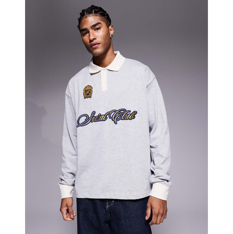 Prohibited knitted logo polo shirt in grey