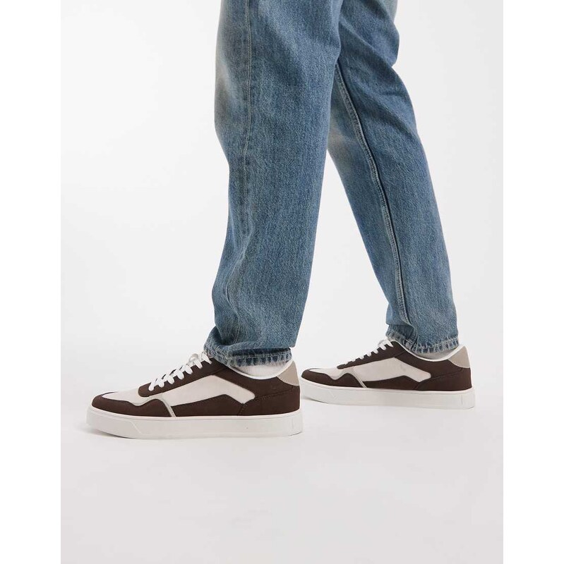 Jack & Jones contrast trainer in brown