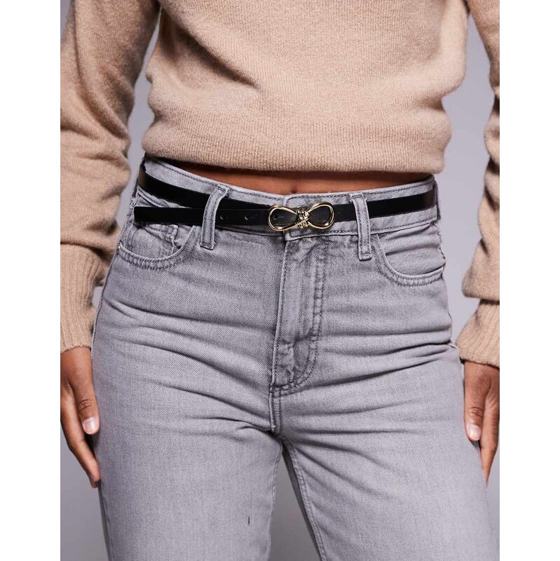 HUGO Red gold buckle belt in black