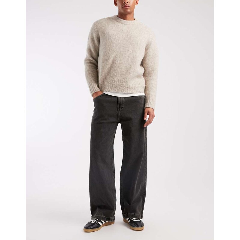 Hollister super baggy 5 pocket jeans in washed black