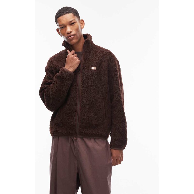 Tommy Jeans teddy fleece in chocolate brown