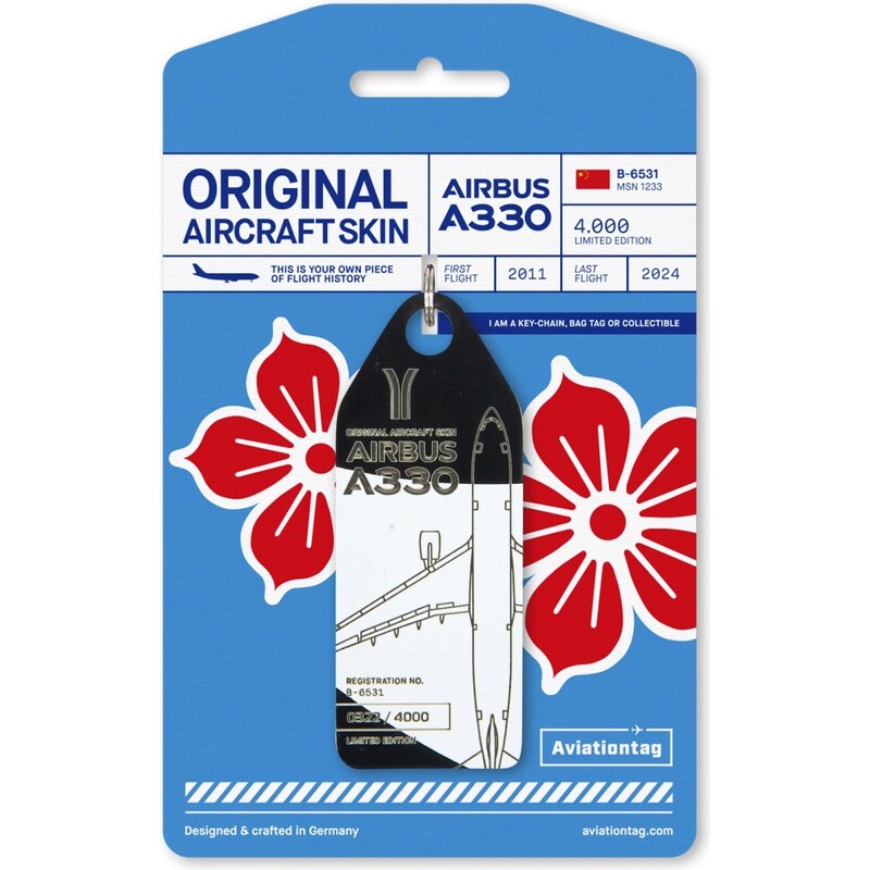 AVIATIONTAG přívěsek z letadla Airbus A330- B-6531 bílo/černý 75539645