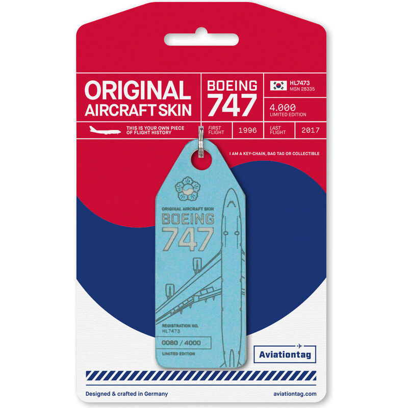 AVIATIONTAG přívěšek z letadla Boeing 747 - HL7473 modrý 109837336
