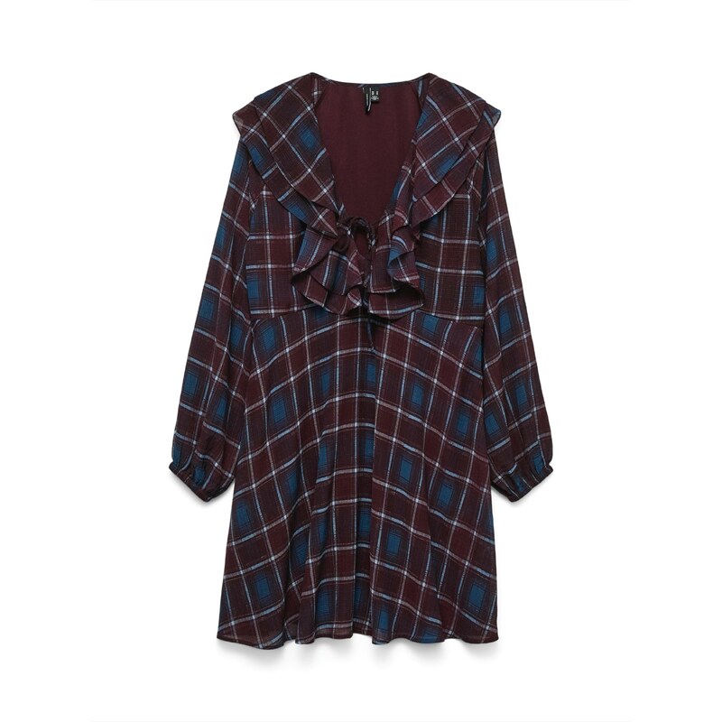 VERO MODA Šaty VMEmilie modrá / světlemodrá / vínově červená