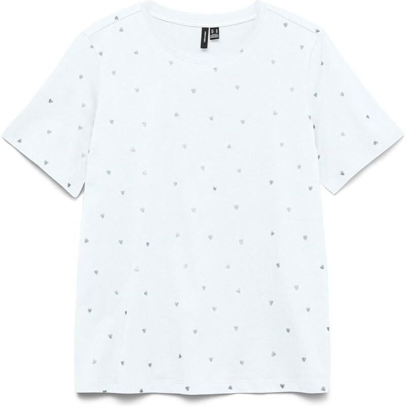 VERO MODA Tričko VMPAULINA stříbrná / bílá