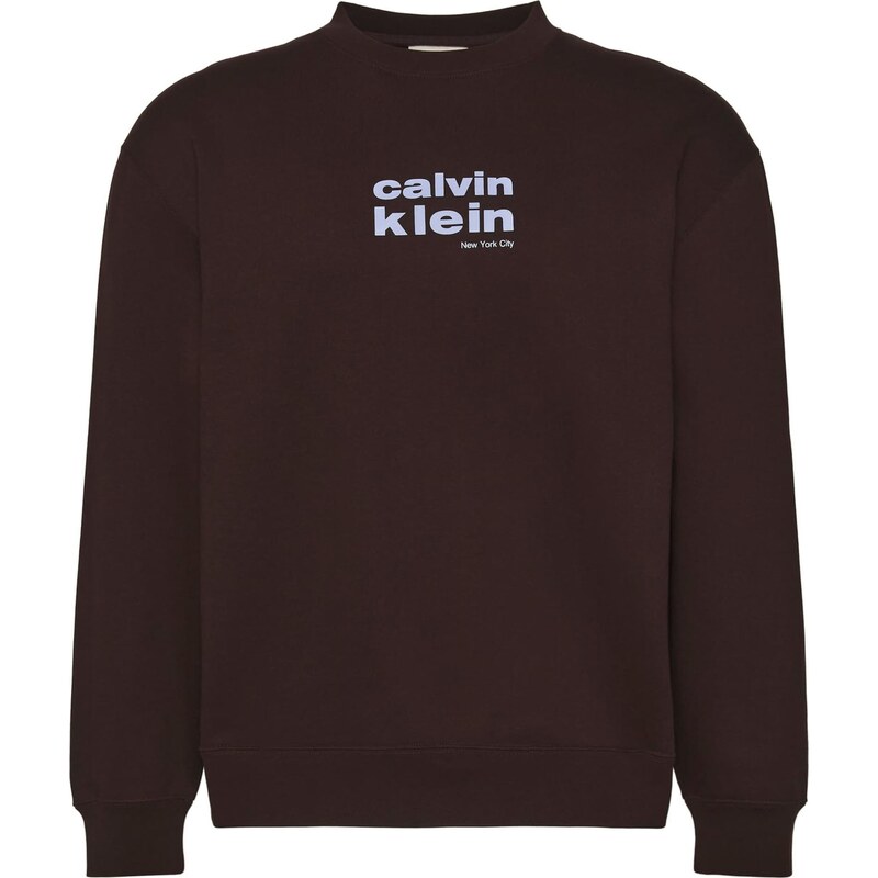 Calvin Klein Mikina pastelová modrá / hnědá