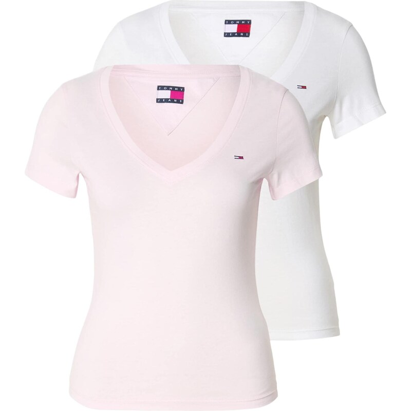 Tommy Jeans Tričko růžová / bílá