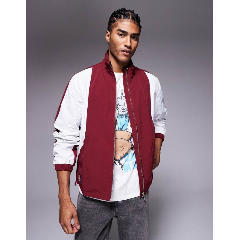 AND1 panelled track jacket in burgundy multi 109848841