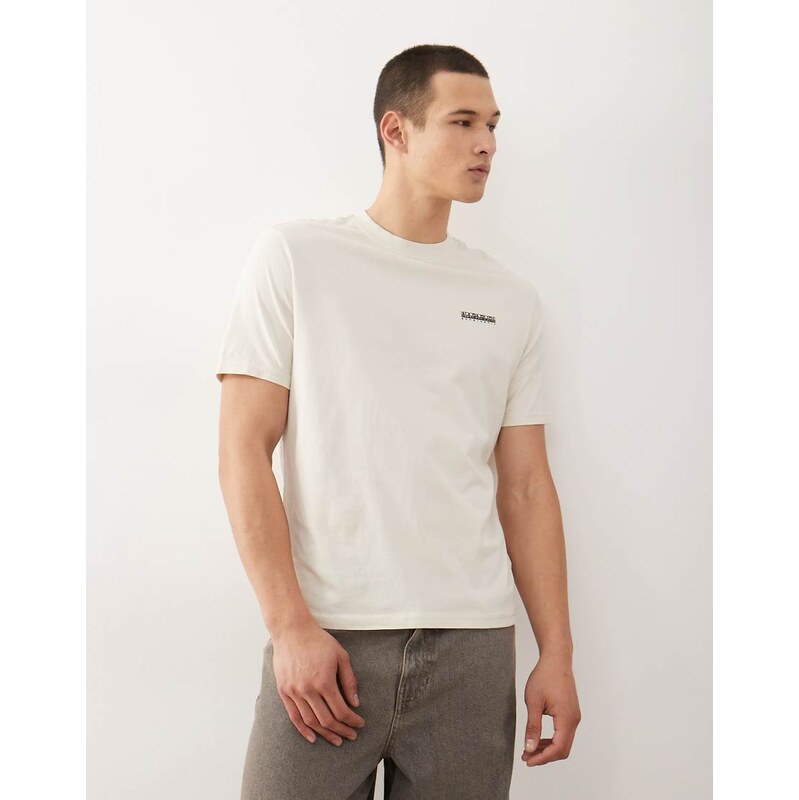 Napapijri small logo t-shirt in off white-Neutral