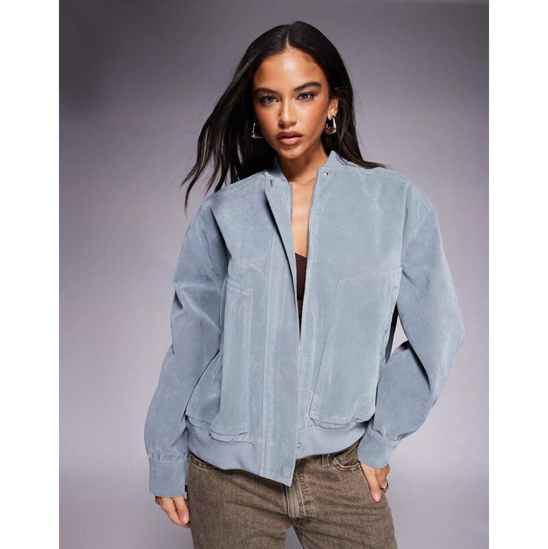 Kaiia exclusive faux suede bomber jacket in baby blue