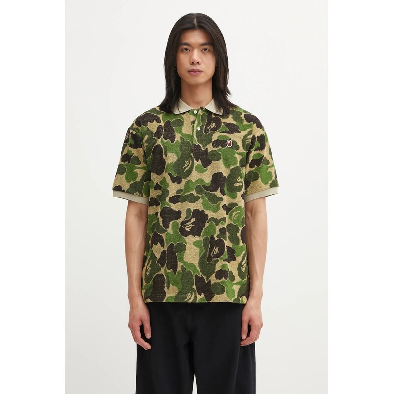Polo tričko A Bathing Ape Camo Pile Jacquard