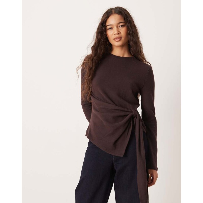 ASOS DESIGN supersoft cinched side top with draping detail in