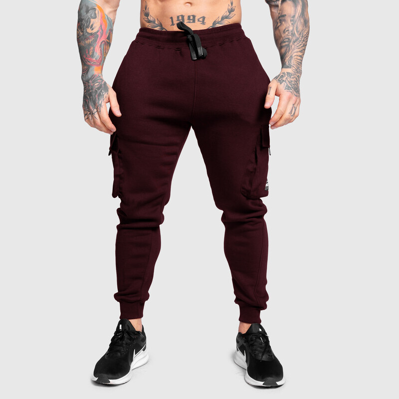 Pánské tepláky Iron Aesthetics Cargo Joggers, bordové