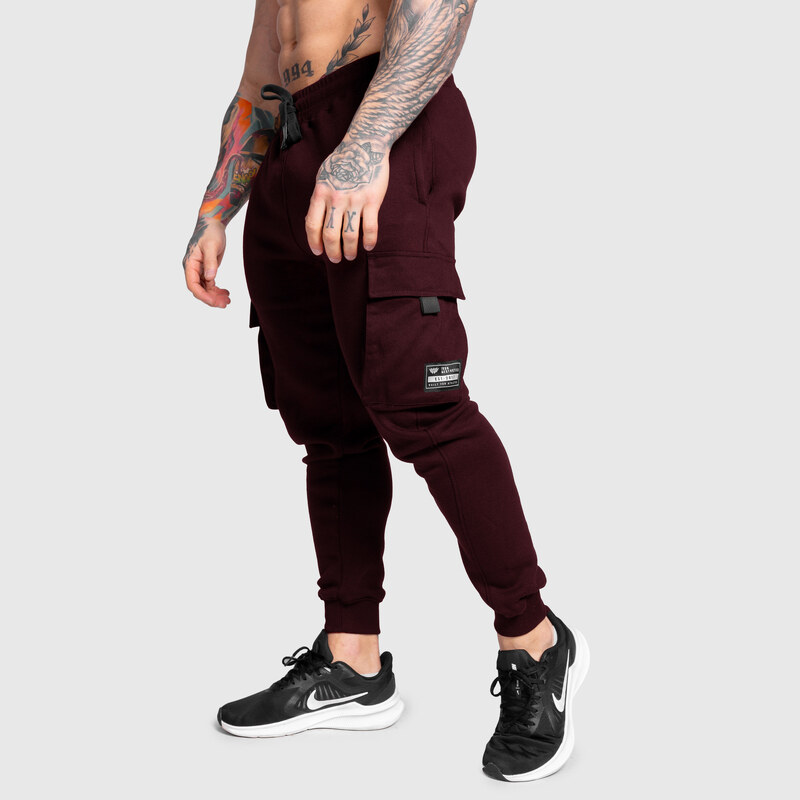 Pánské tepláky Iron Aesthetics Cargo Joggers, bordové