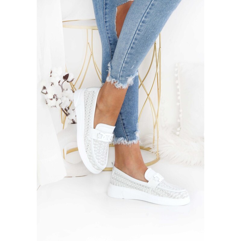 Cathay moda Mokasíny na klínku 2119-2WH 109854485