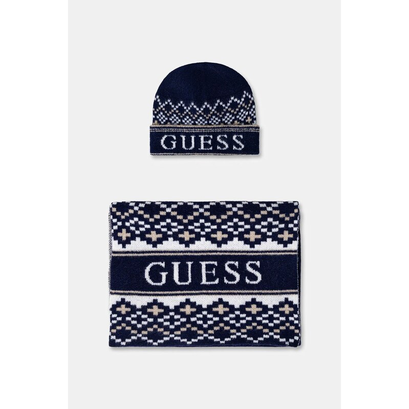 Guess Čepice a šála s přídavkem vlny Guess