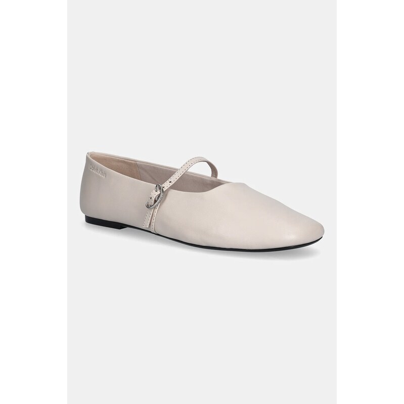Kožené baleríny Calvin Klein OBLIQUE BALLERINA MJ LTH HDW