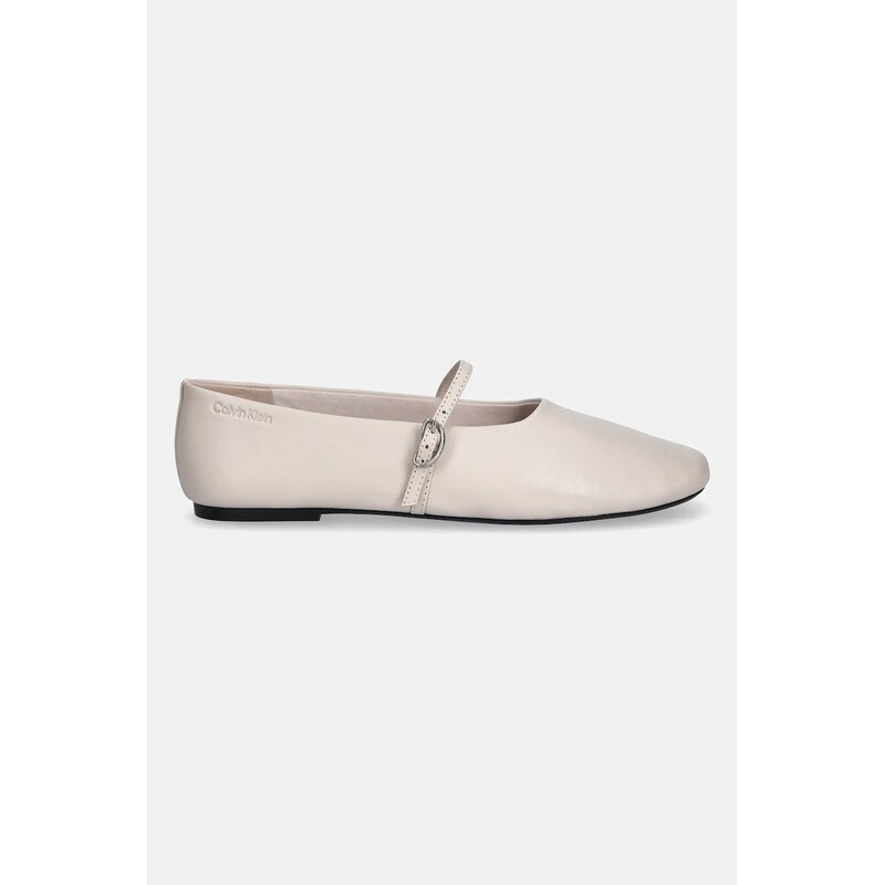 Kožené baleríny Calvin Klein OBLIQUE BALLERINA MJ LTH HDW