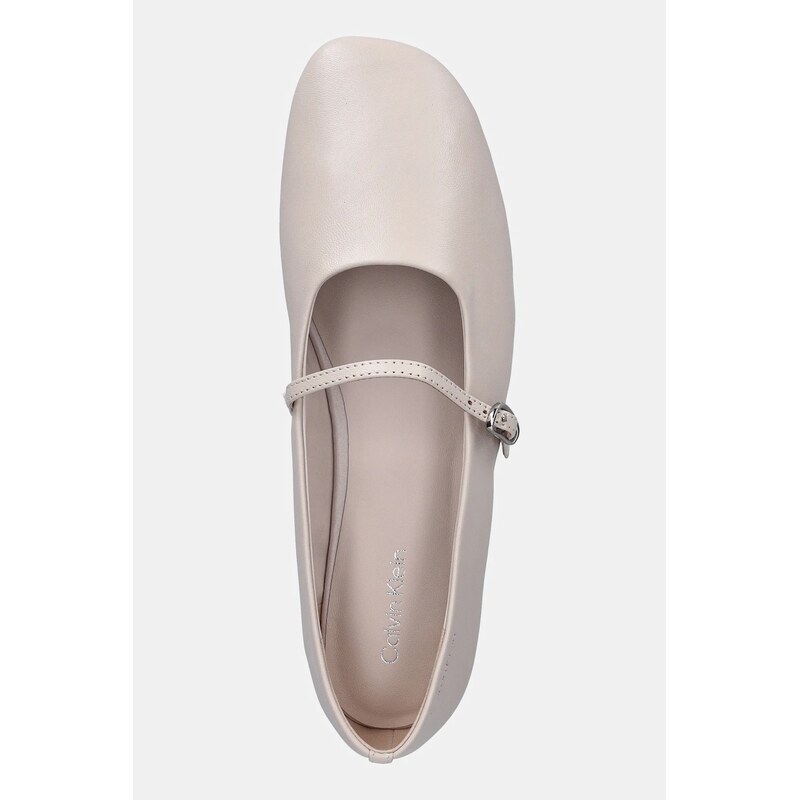 Kožené baleríny Calvin Klein OBLIQUE BALLERINA MJ LTH HDW