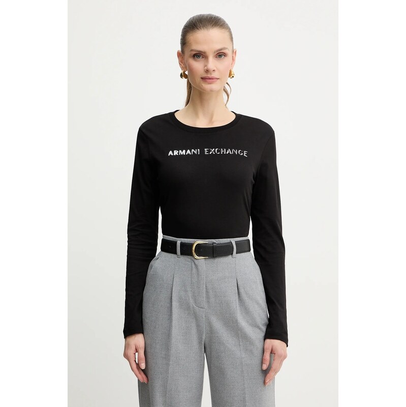 Bavlněné tričko s dlouhým rukávem Armani Exchange 109855914