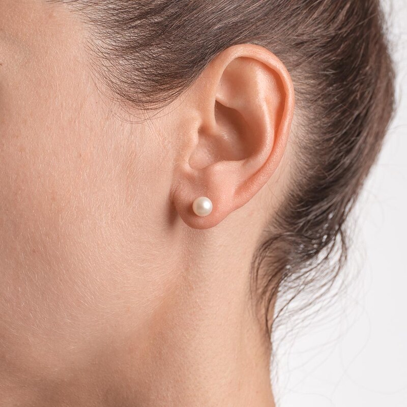 Buka Jewelry Stříbrné perlové náušnice 6 AAA