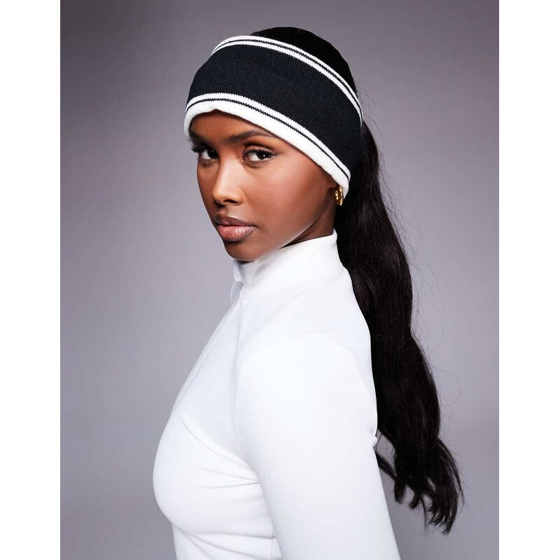 Threadbare Ski headband in black with white trim 109712783