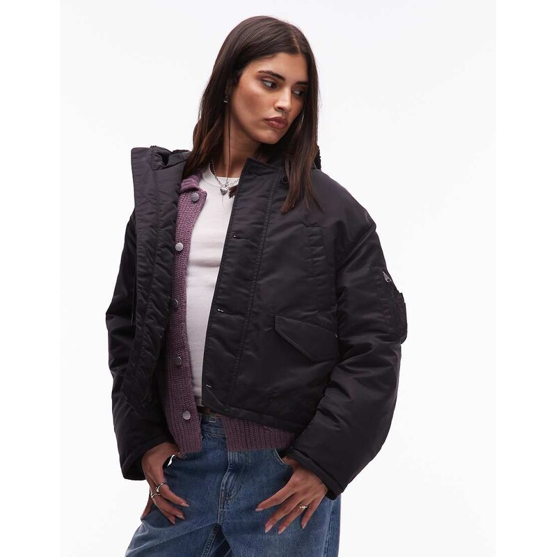 Carhartt WIP oltera jacket in black with fur hood 110049827