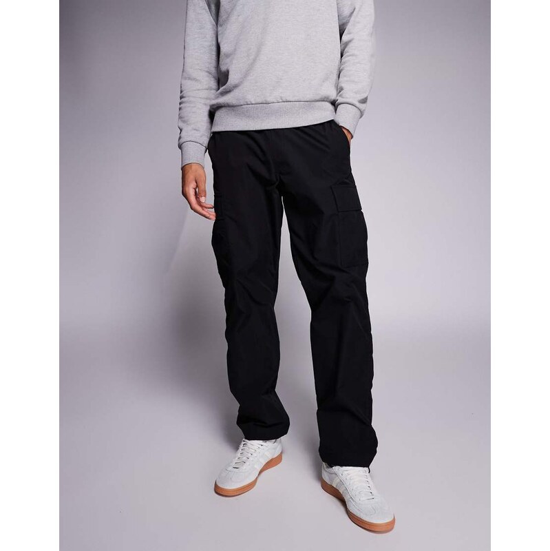 Jack & Jones loose tech cargo trousers in black