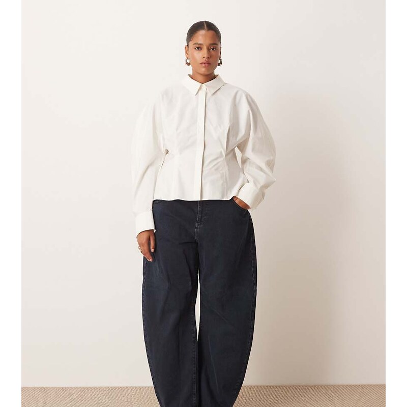 ARRANGE Curve Tova tapered curved leg jean with roll hem in blue