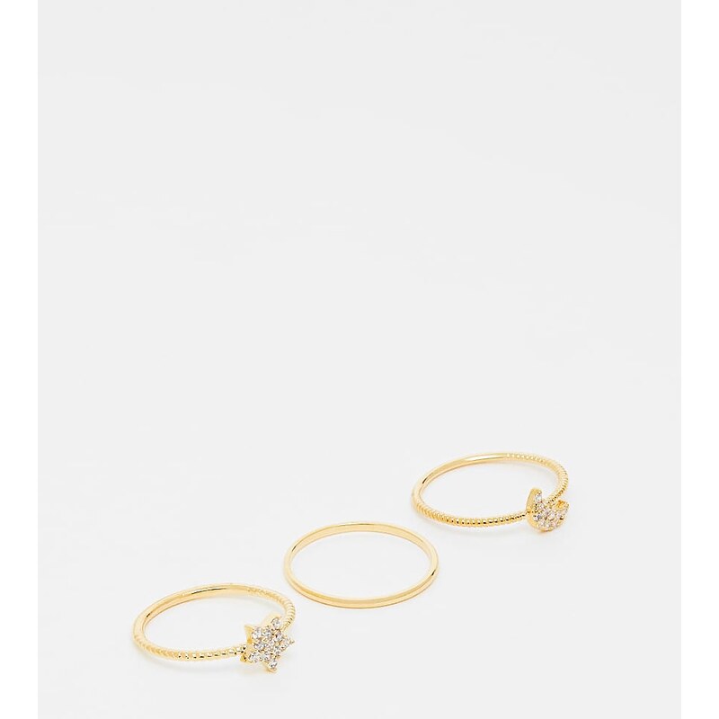 Orelia pack of 3 celestial stacking rings in gold plated 110049909
