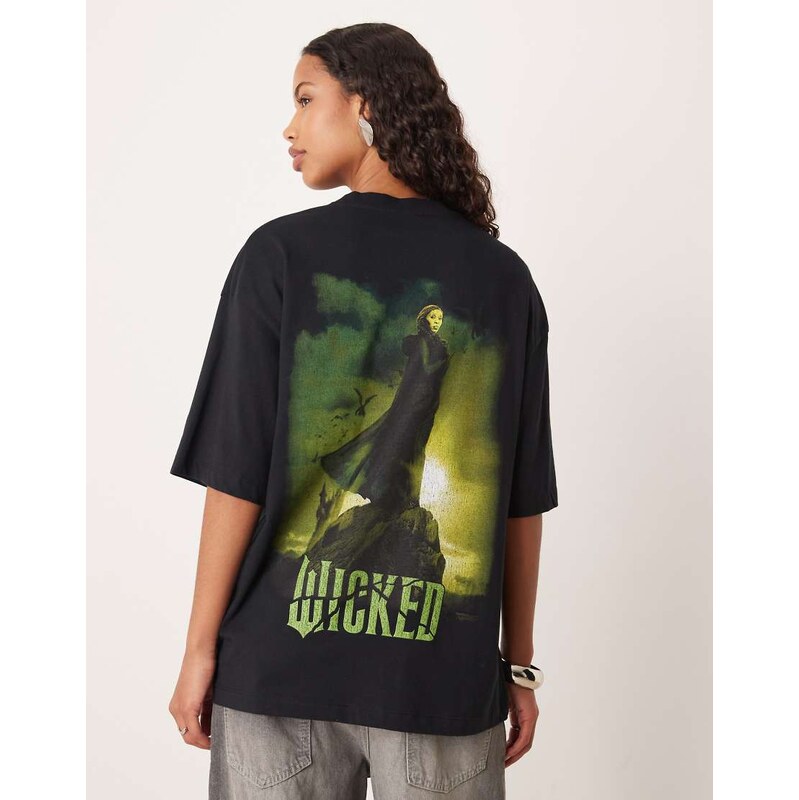 ASOS DESIGN oversized unisex t-shirt with Wicked print in Black
