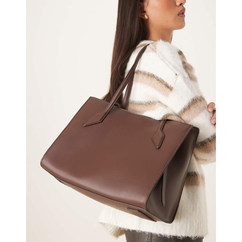 ASOS DESIGN boxy tote bag in chocolate-Brown