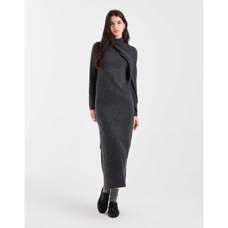 ASOS DESIGN scarf maxi dress in charcoal-Grey
