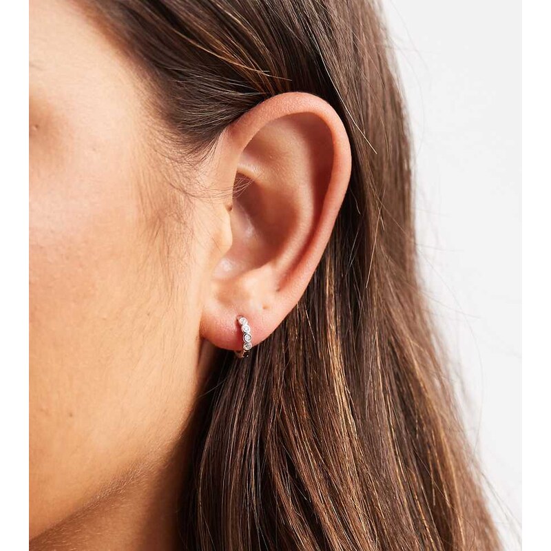 Kingsley Ryan 8mm gem set round hoops in sterling silver 110052038