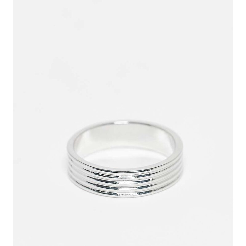 Faded Future ridged band ring in silver
