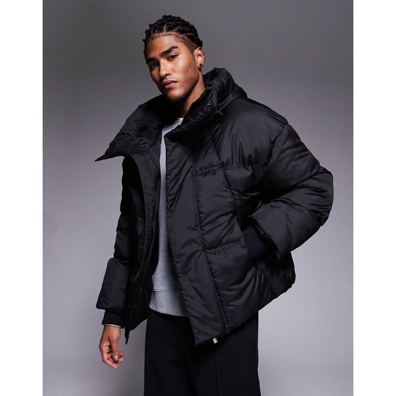 Good For Nothing oversized boxy puffer jacket in black
