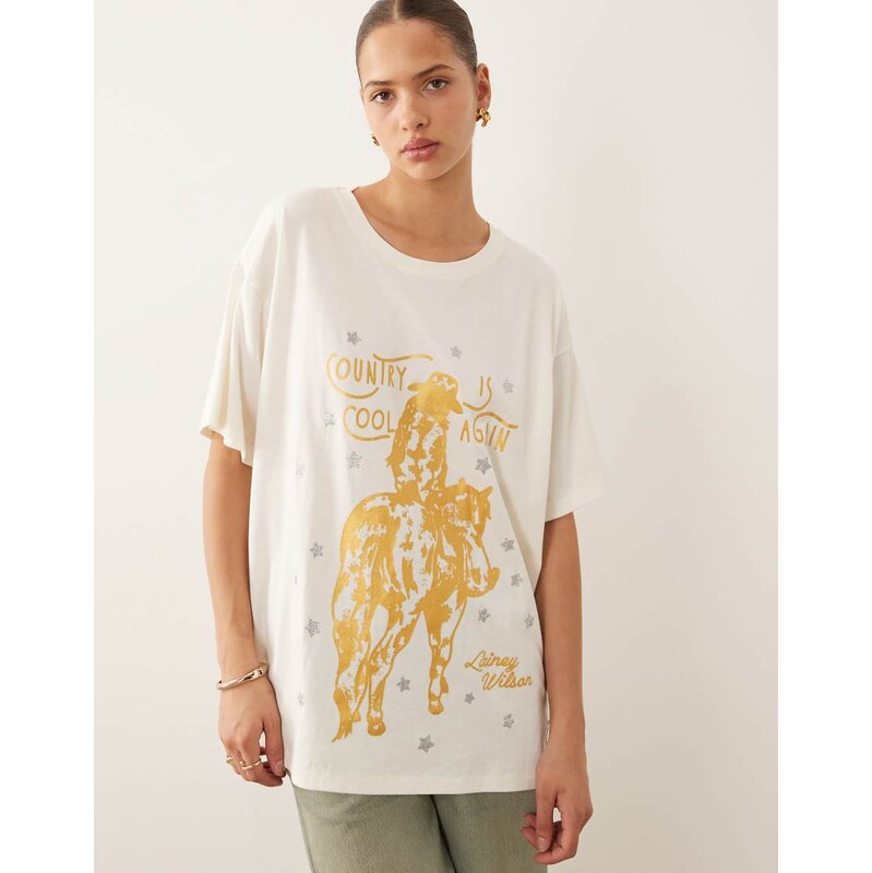 Wrangler x Lainey Wilson oversized cowboy front print graphic t-shirt 110063081