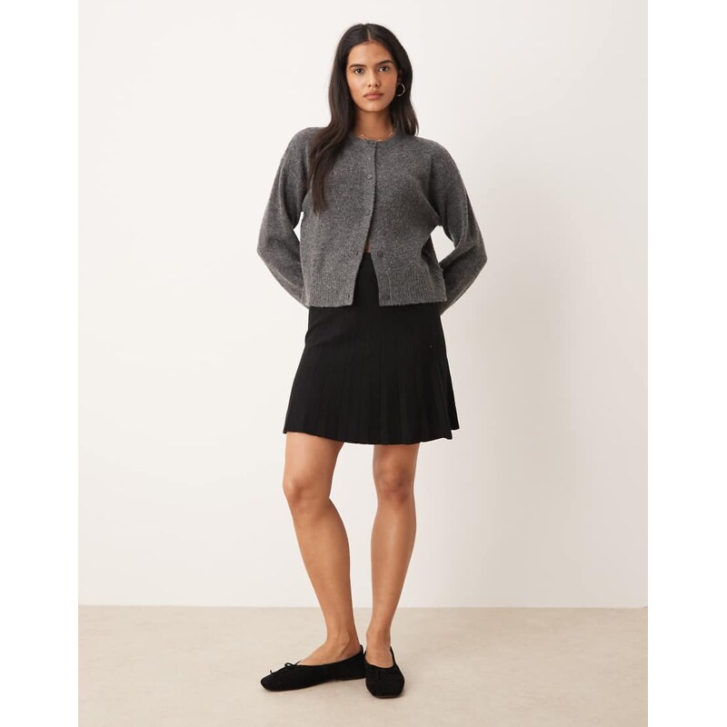 JDY pleated knitted skirt in black