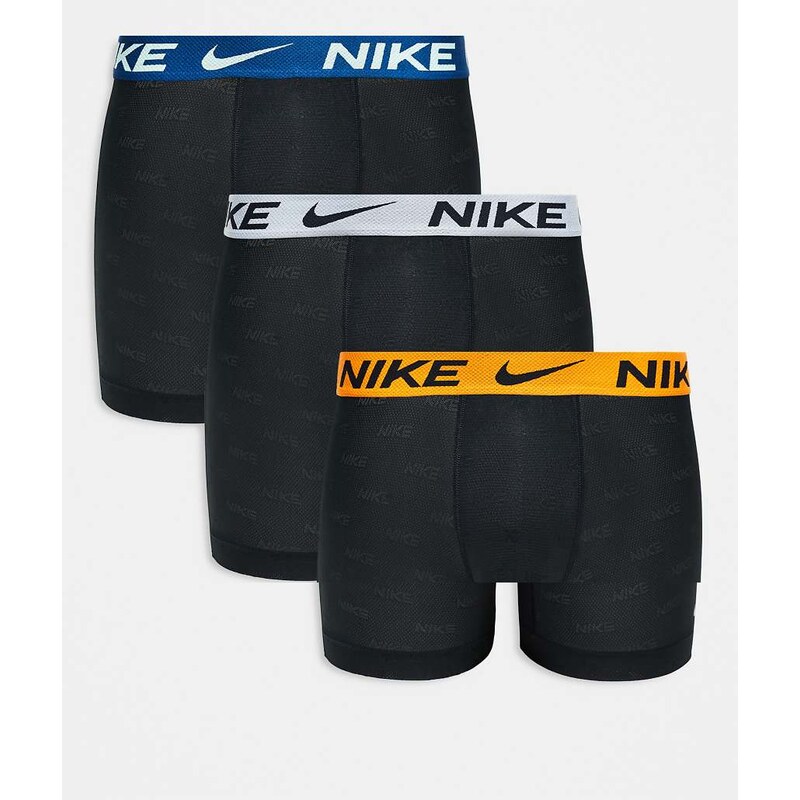 Nike Elite Breathe 3 pack boxer brief in black with blue /