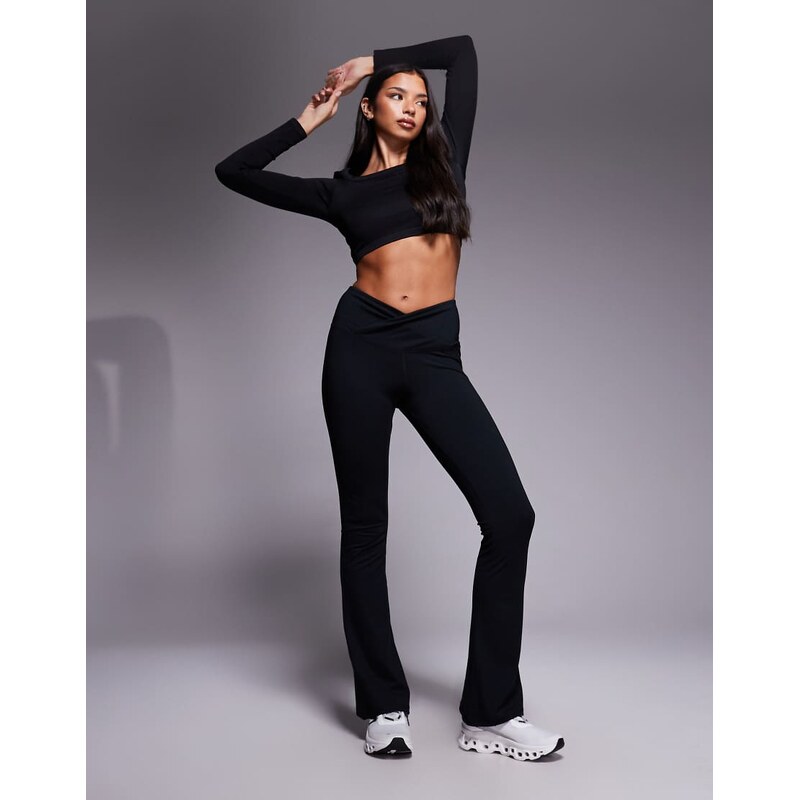 4505 Icon soft touch wrap waist slim kick yoga legging in black 113598784