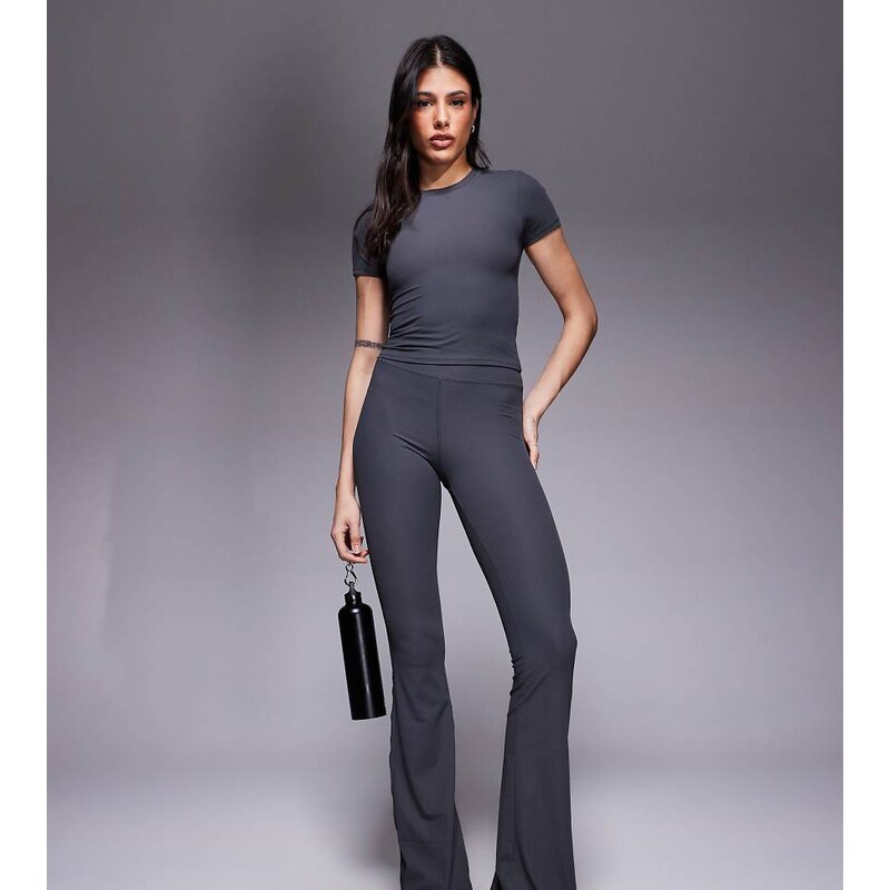 4505 Tall soft touch rib slim kick yoga legging in dark grey 110512646