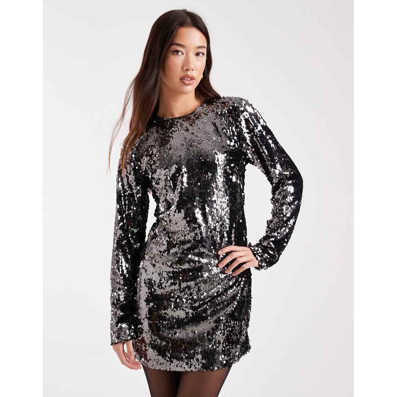 ONLY sequin mini dress in gunmetal-Grey